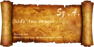 Széles Ahmed névjegykártya